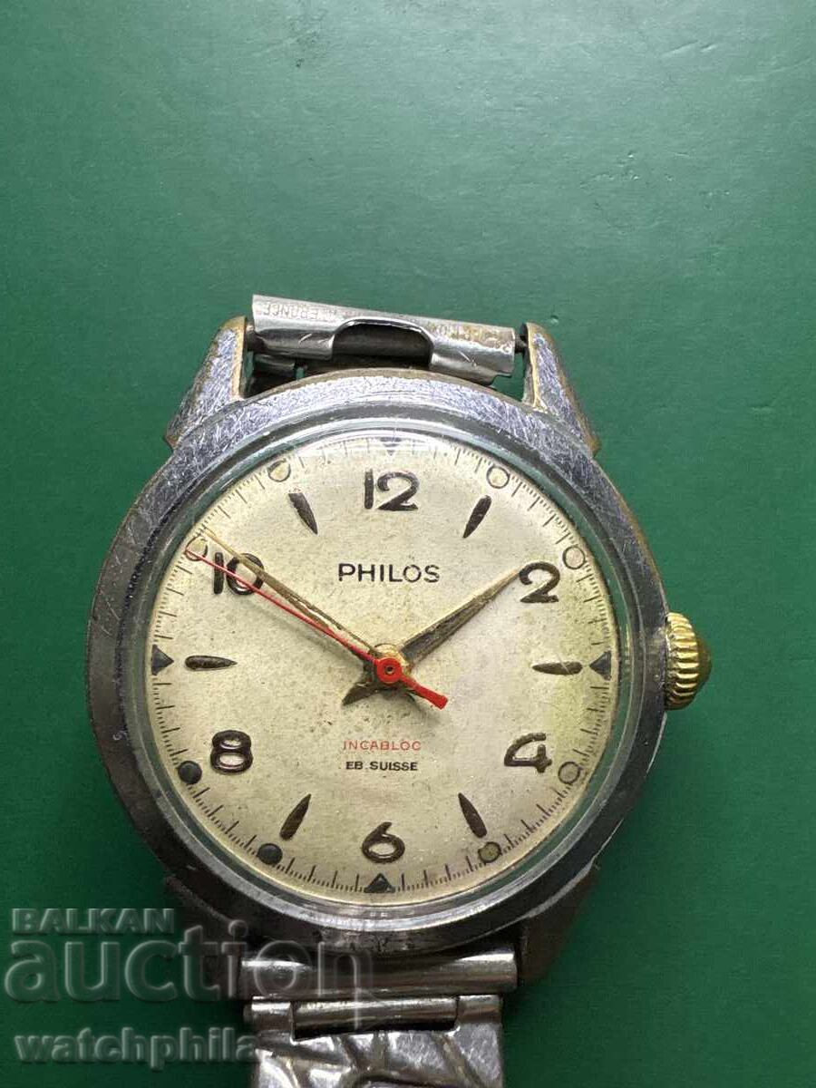Δημοπρασία Philos στρατιωτικού τύπου ελβετικό ανδρικό ρολόι. Λειτουργεί. Σπάνιο