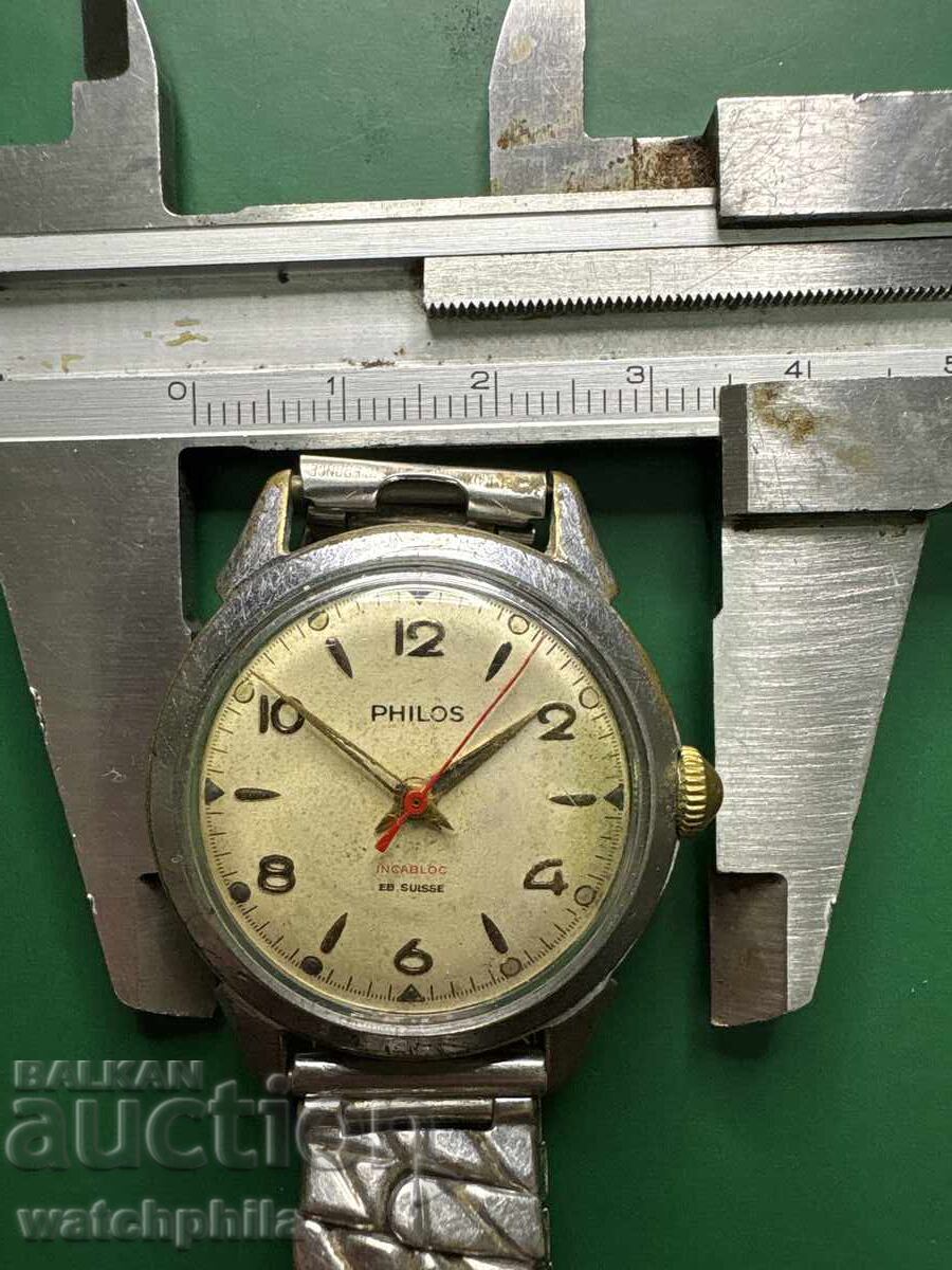 Παράδοση Philos στρατιωτικού τύπου ελβετικό ανδρικό ρολόι. Λειτουργεί. Σπάνιο