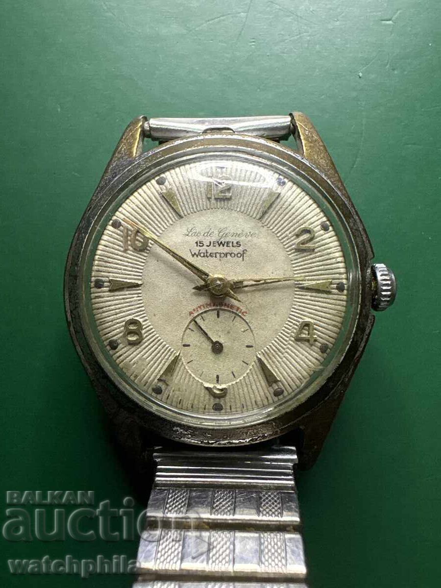 Ceas bărbătesc elvețian Lac de Geneve. Rar, funcțional cu preț € 0.01 | 0.02 BGN