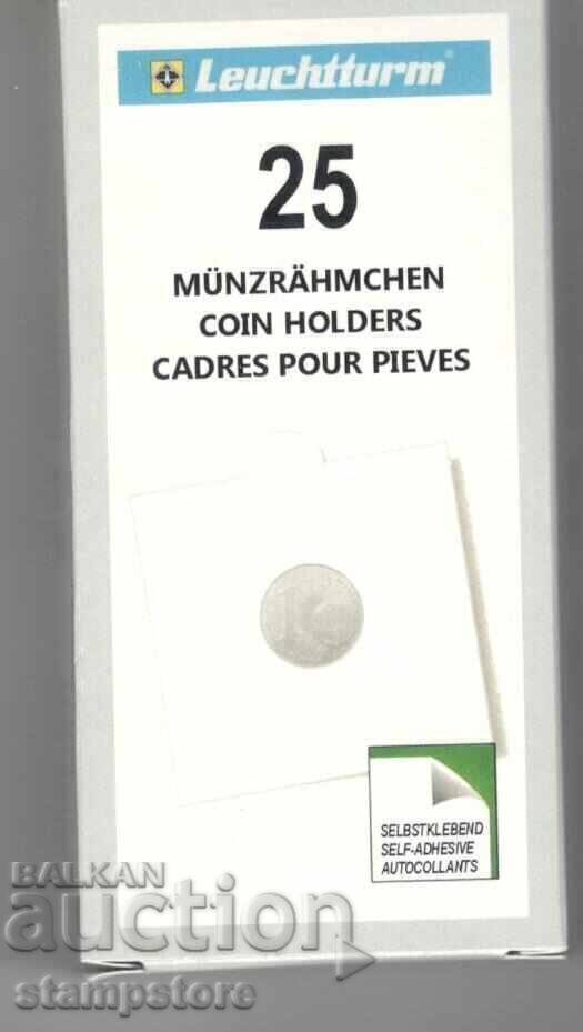 Опаковка 25 бр. самозалепващи картончета за монети - 27.5 mm