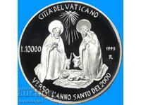 10000 Lire 1995 Vatican PROOF UNC capsulă argint