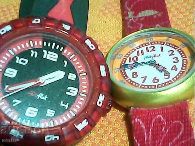 2 pcs. 4 watches Flik Flak working, no batteries