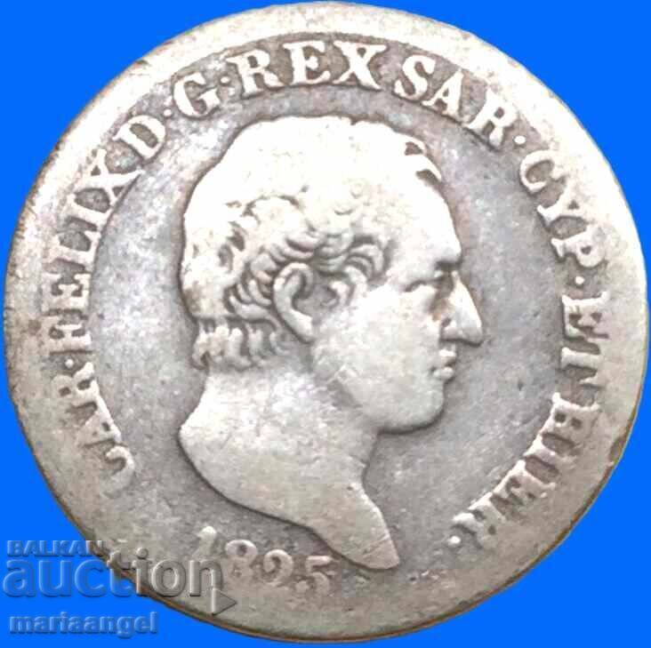 50 чентесими 1825 Италия Карло Феличе сребро рядка - 5
