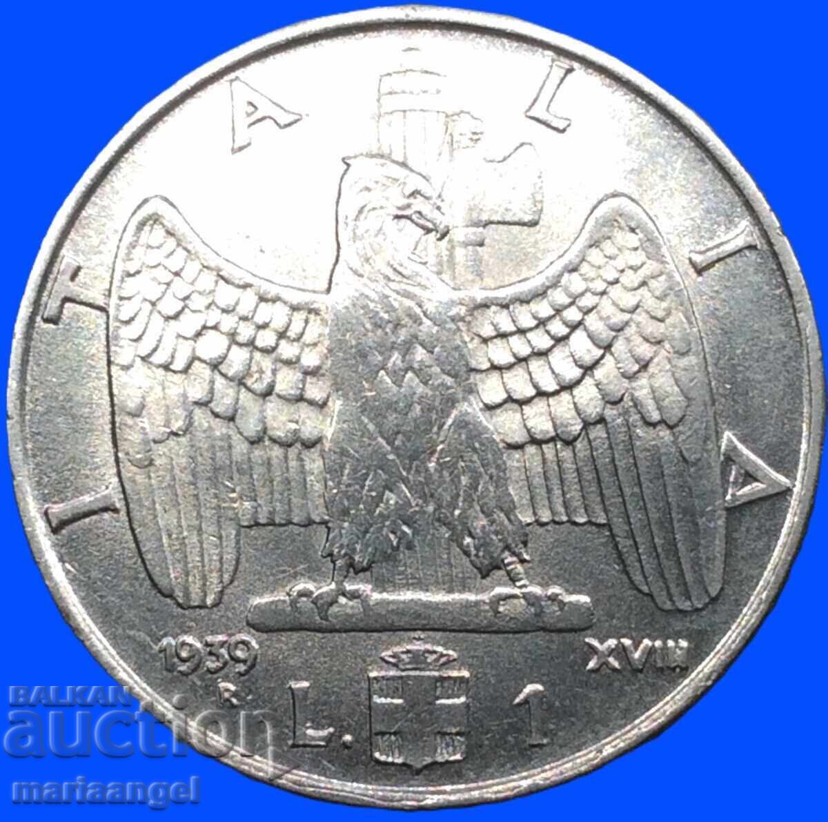 1 λίρα 1939 Ιταλία Βίκτωρ Εμμανουήλ Γ' φασιστικός Αετός - 7