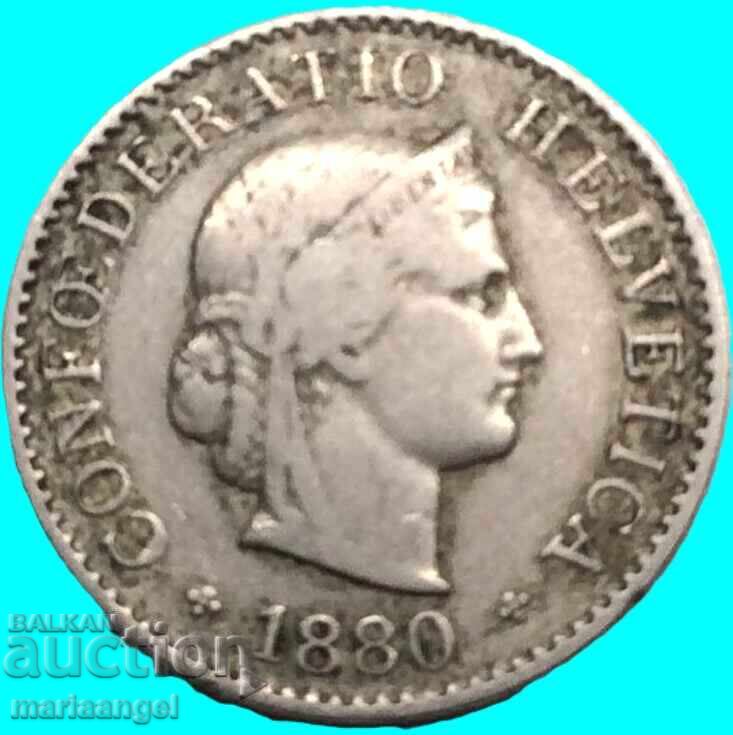 Auction  Switzerland 5 Rappen 1880 Helvetia