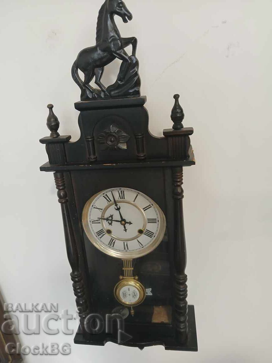 Delivery of Set of 3 Antique German Wall Clocks – Horse Crest Regulators