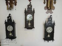 Set of 3 Antique German Wall Clocks – Horse Crest Regulators