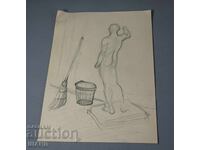 Desen vechi de maestru, tablou în creion