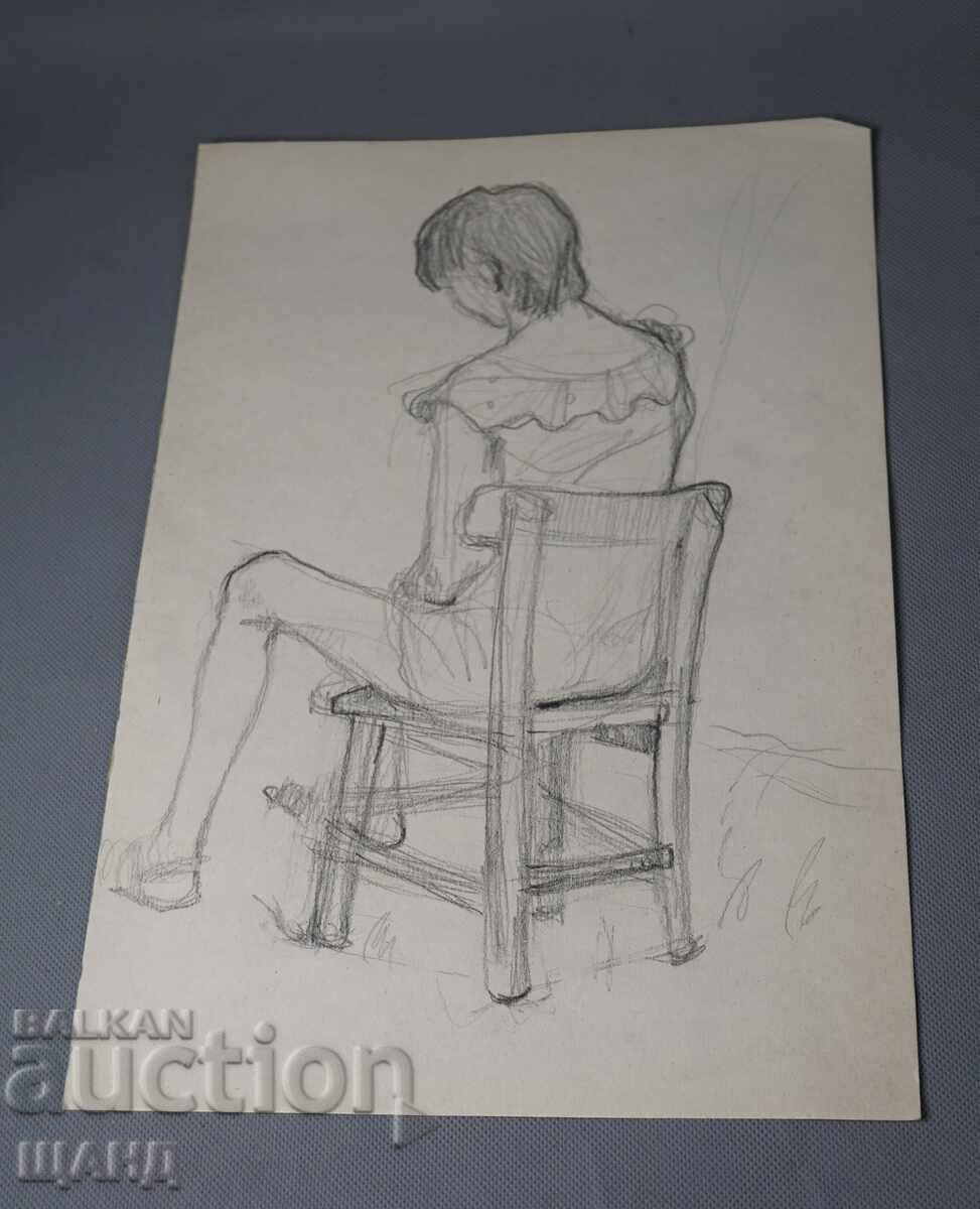 Desen vechi de maestru, tablou în creion