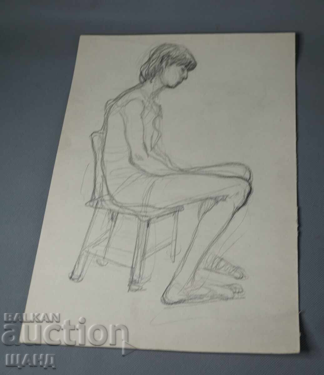 Стара Майсторска рисунка картина молив