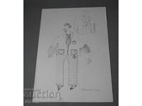 Παλιό καλλιτεχνικό σχέδιο καρικατούρα ο μαγικός άνθρωπος