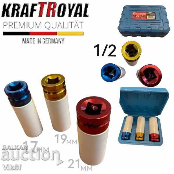 Chei tubulare de impact 3 bucăți 1/2″ F17 F19 F21 KrafTRoyal