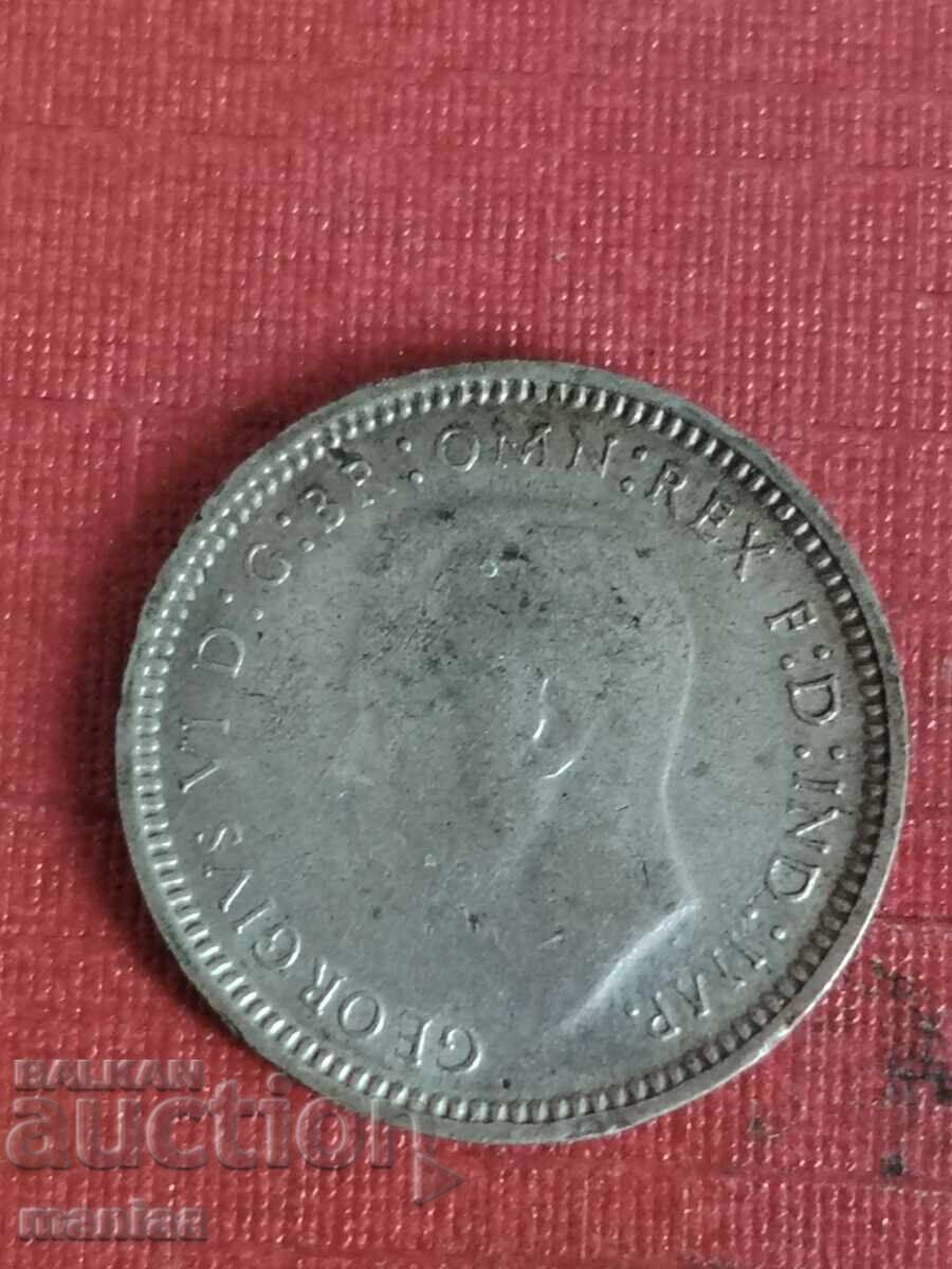 Аукцион 3 пенса 1948 г Австралия Сребро