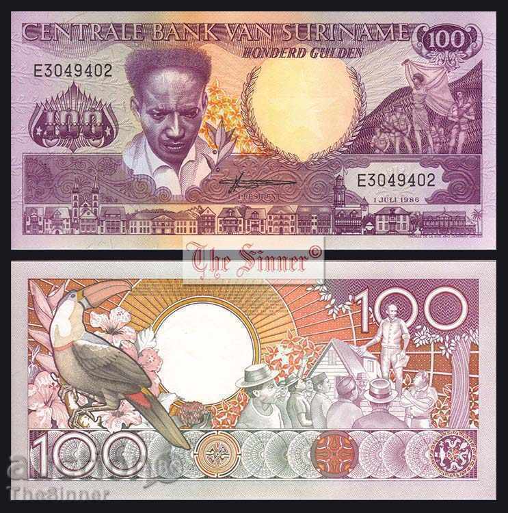 SURINAME 100 Gulden SURINAME, 100 Gulden, P133a, 1986 UNC /c