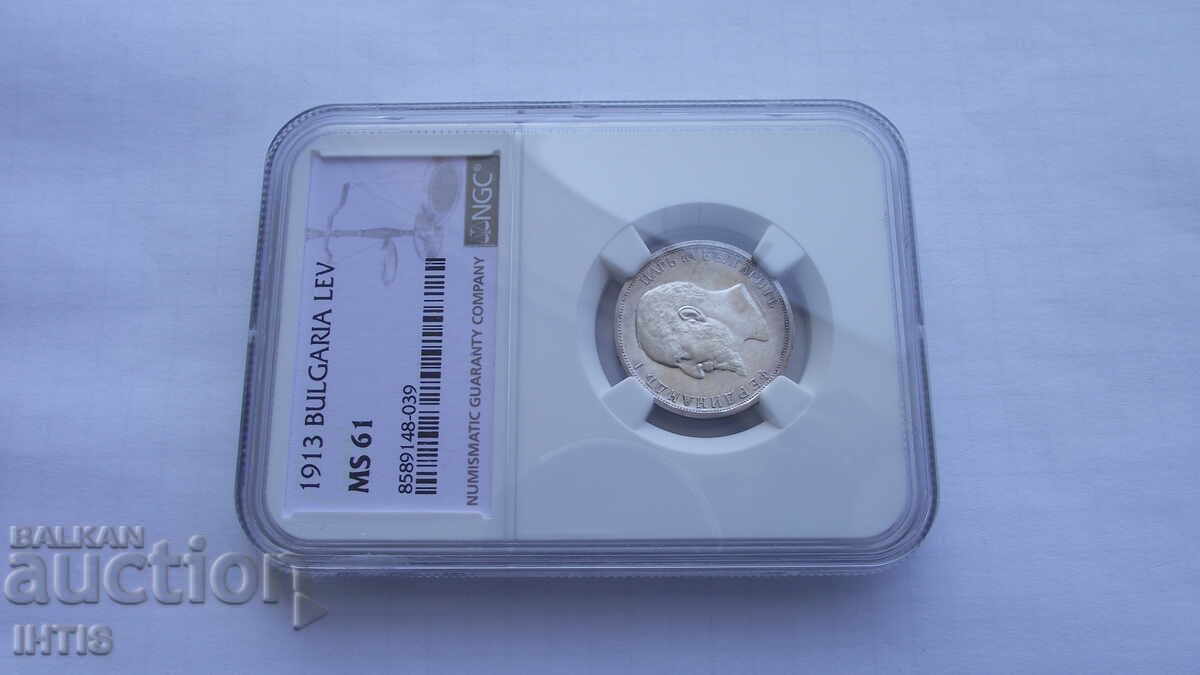 Δημοπρασία ΝΟΜΙΣΜΑ - 1 λέβα. Ένα λέβα - 1913 - MS61 - NGC - από 0,01€