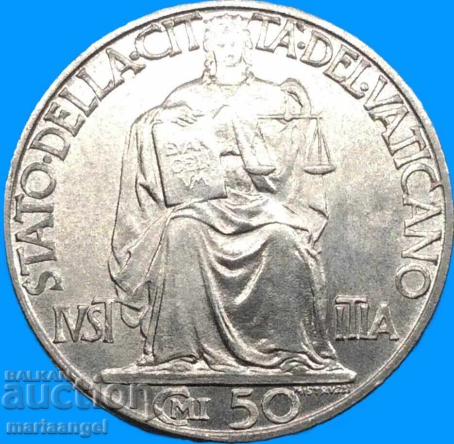 50 de cenți 1942 Vatican Pio al XII-lea - destul de rară - 7