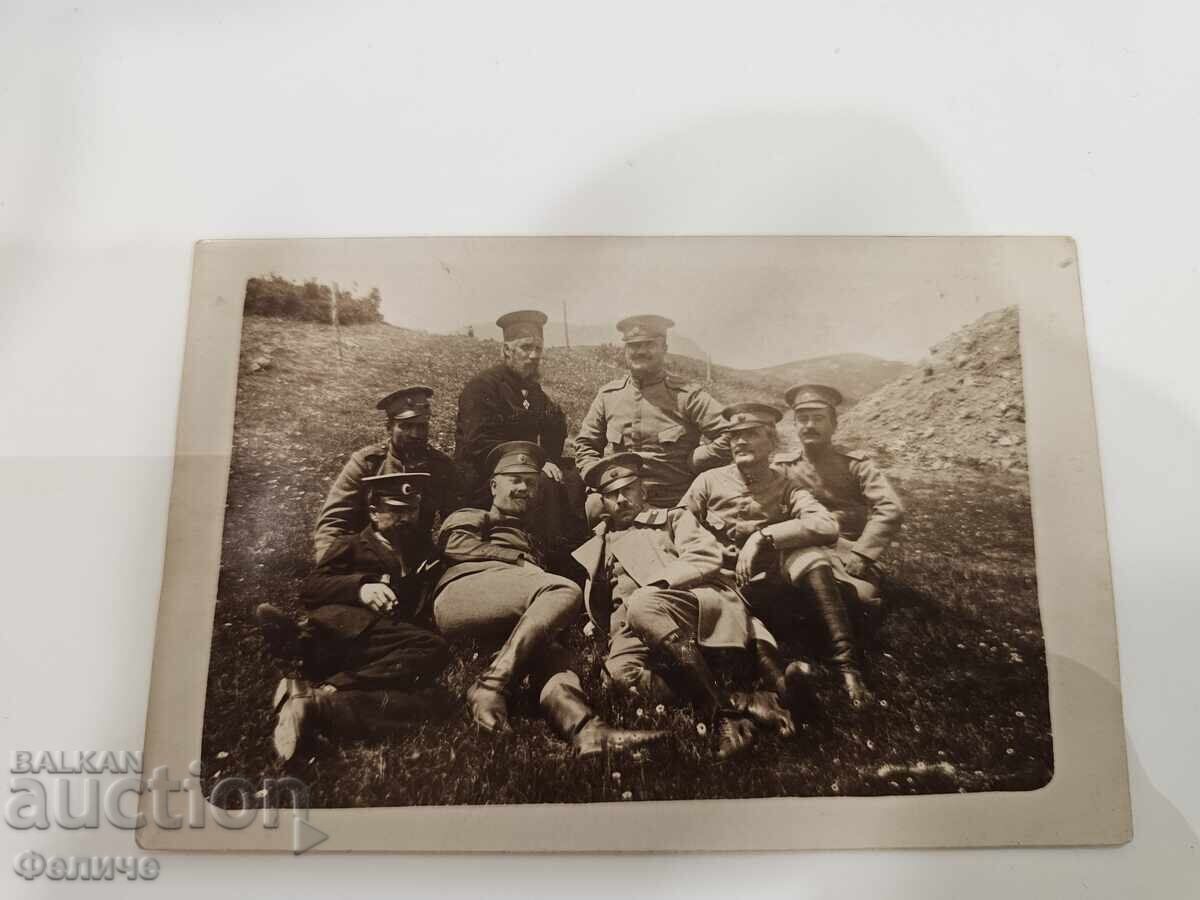 Delivery of Military photo postcard with a chaplain, priest with a medal - 1917