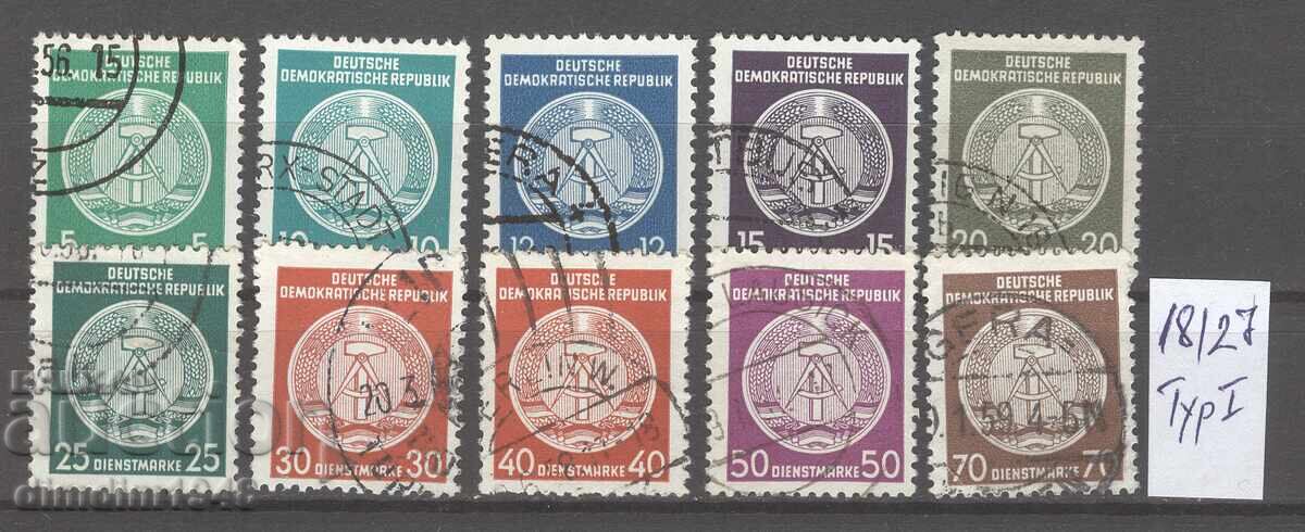 Germania RDG 1954 - Mărci de serviciu Mi 18/27 Tip 1