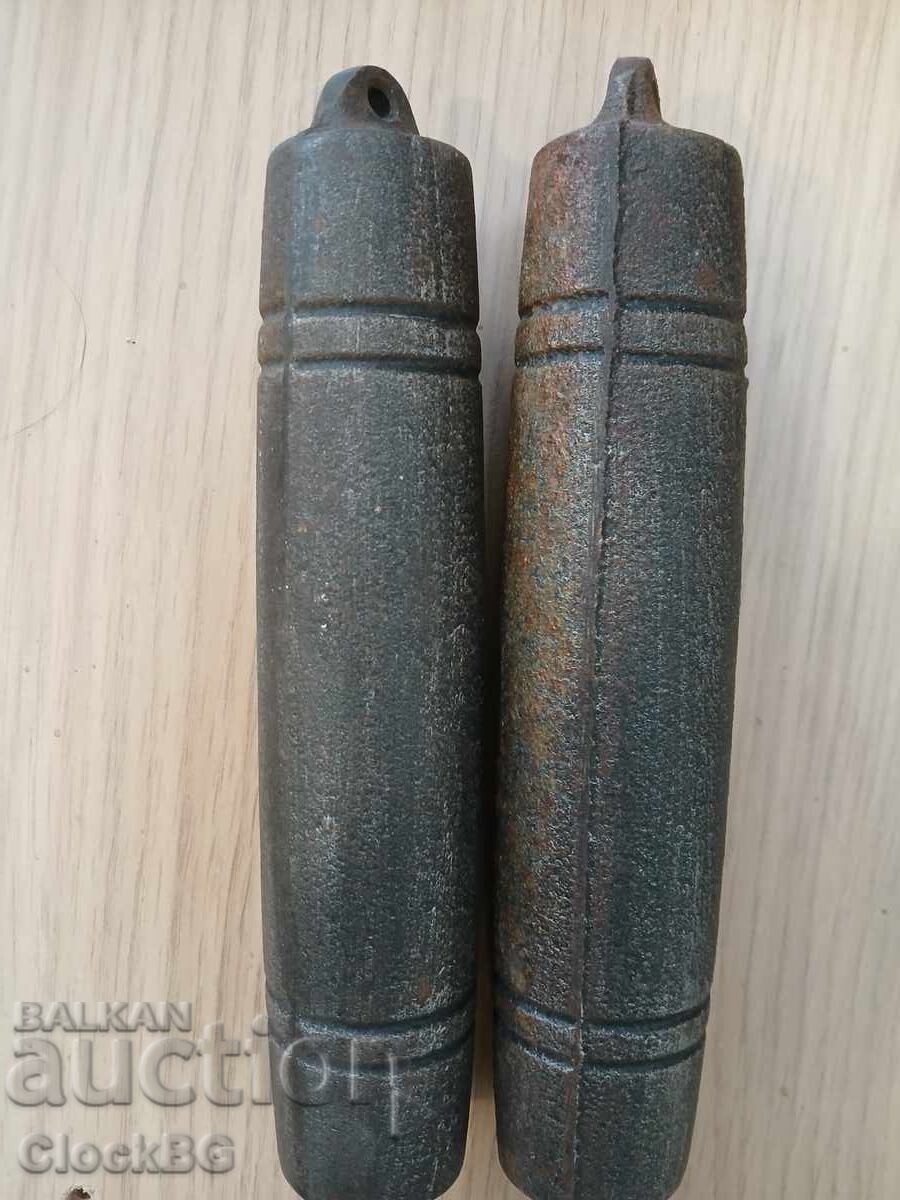2 iron antique clock weights