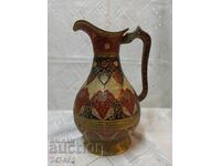 Αντίκα μπρούτζινη εγχάρακτη κανάτα – χρωματιστό σμάλτο – χειροποίητη