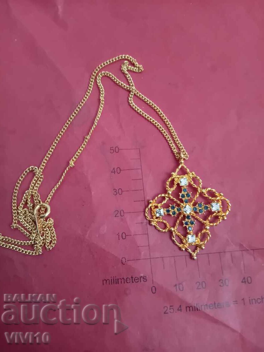 Antique necklace with stones, Gold-plated
