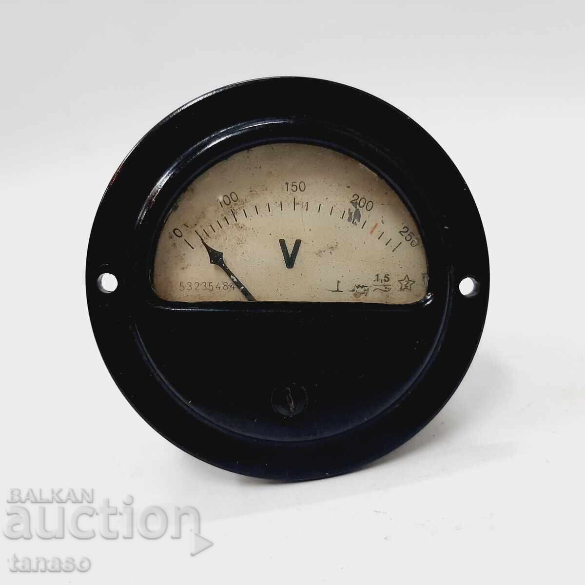 Voltmetru rotund vechi din bachelită 0-250 V (8.5)