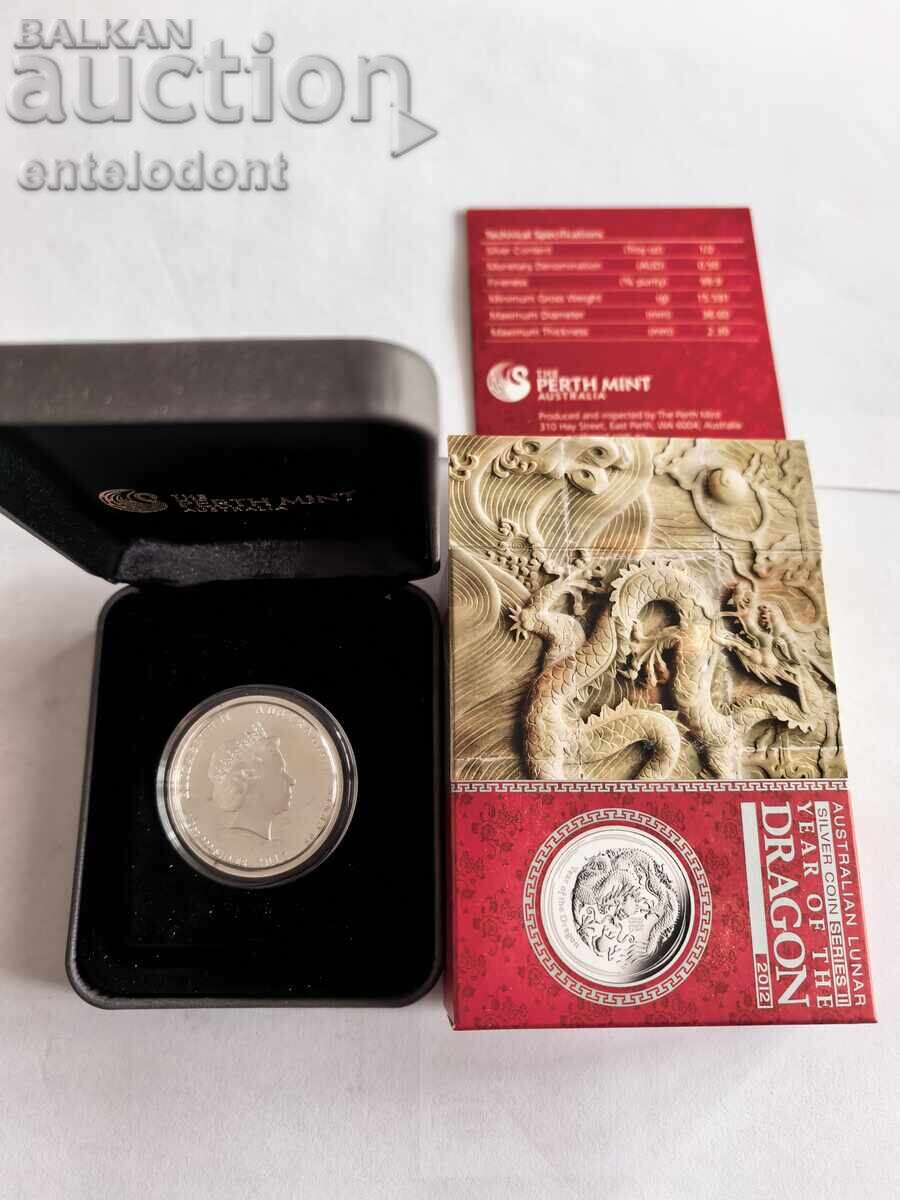 Аукцион 50 цента 2012 г. Австралия 1/2 унция чисто сребро