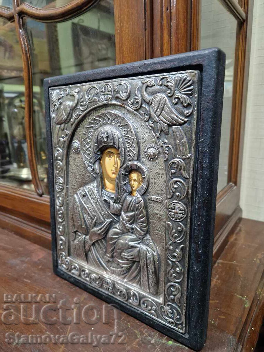 Доставка на Прекрасна антикварна сребърна икона със сертификат