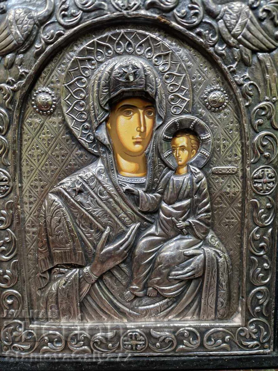 Прекрасна антикварна сребърна икона със сертификат - 5