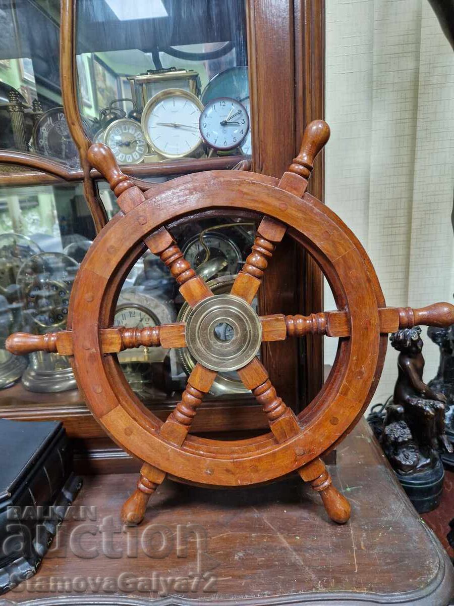 Υπέροχο αντικέ αγγλικό ξύλινο τιμόνι
