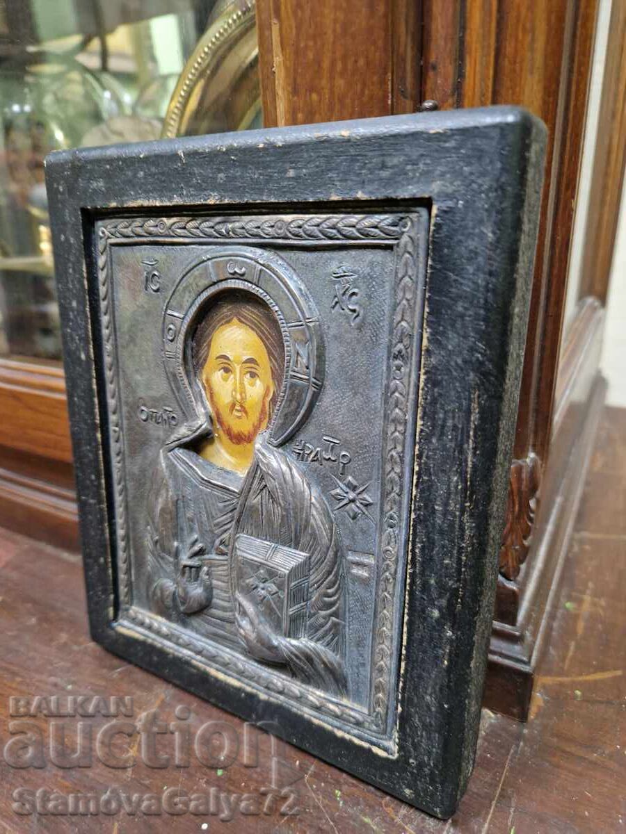 A wonderful antique silver icon with certificate - 5