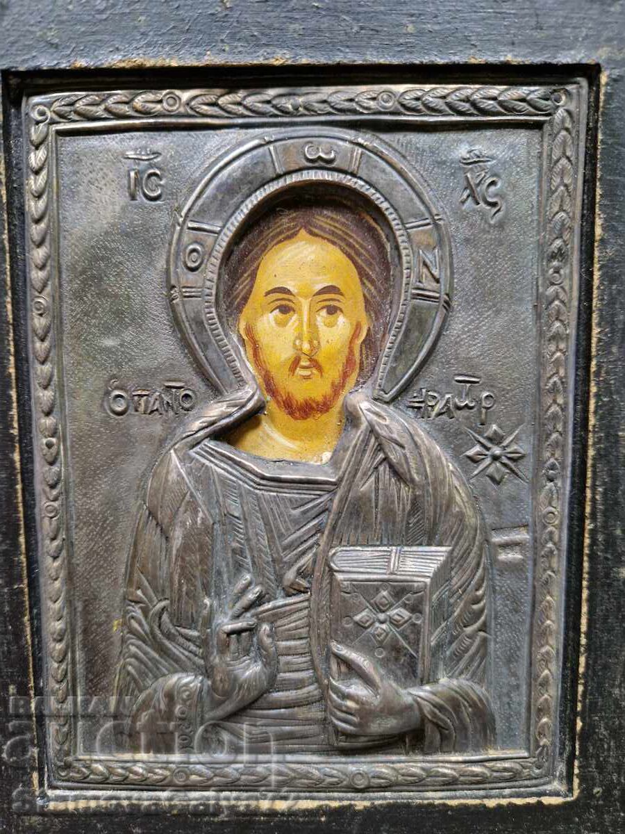 A wonderful antique silver icon with certificate - 6
