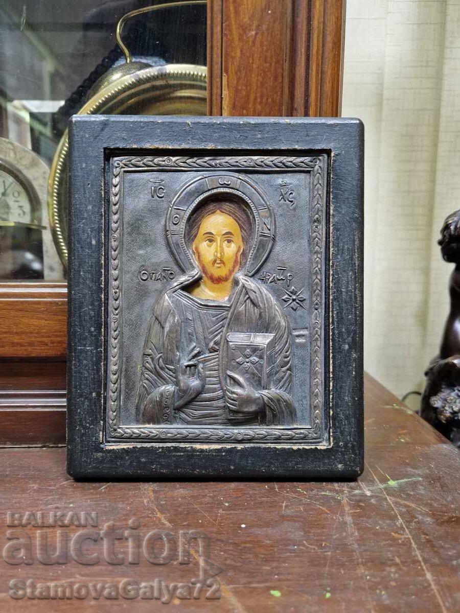 A wonderful antique silver icon with certificate