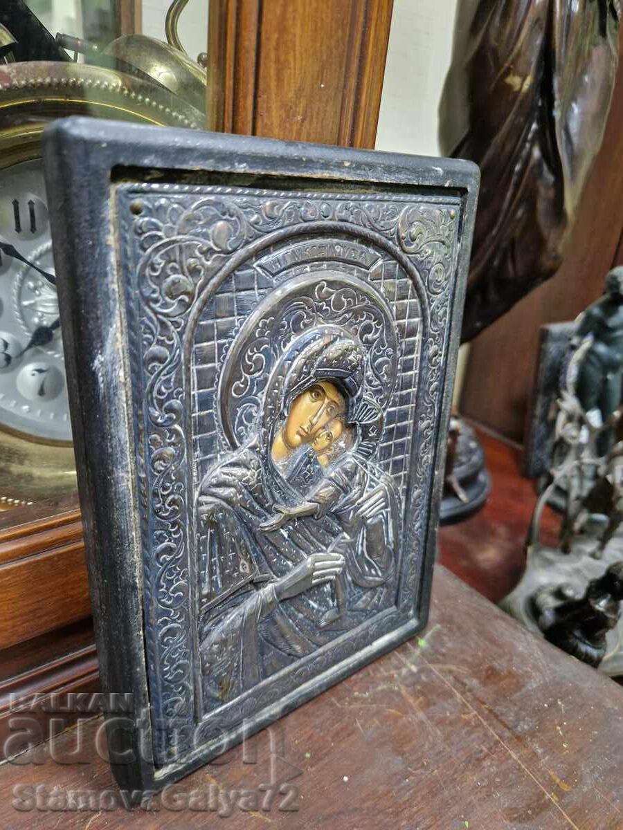 O icoană minunată din argint antic cu certificat - 5