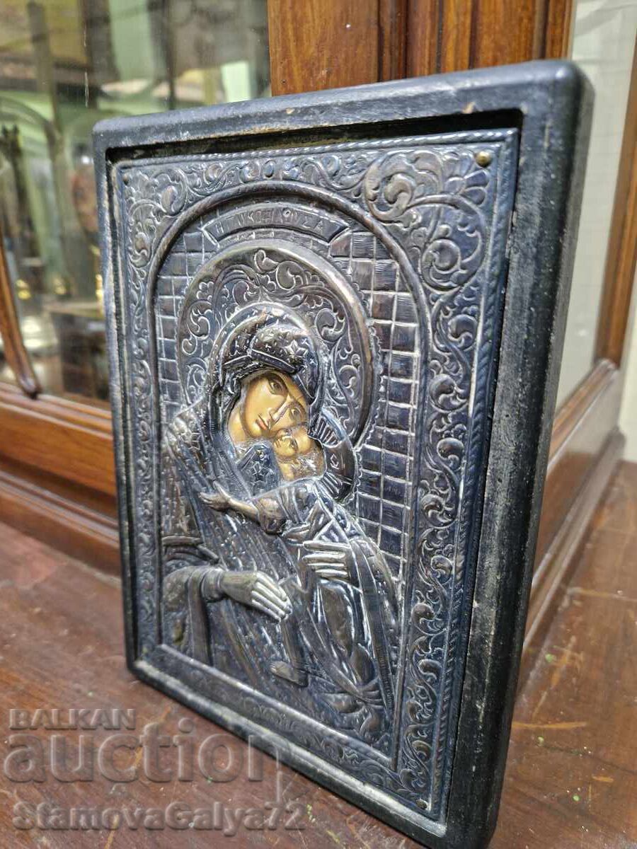 O icoană minunată din argint antic cu certificat - 6
