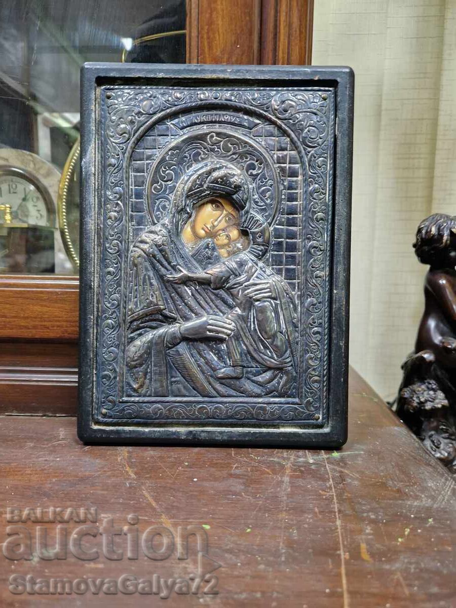 O icoană minunată din argint antic cu certificat