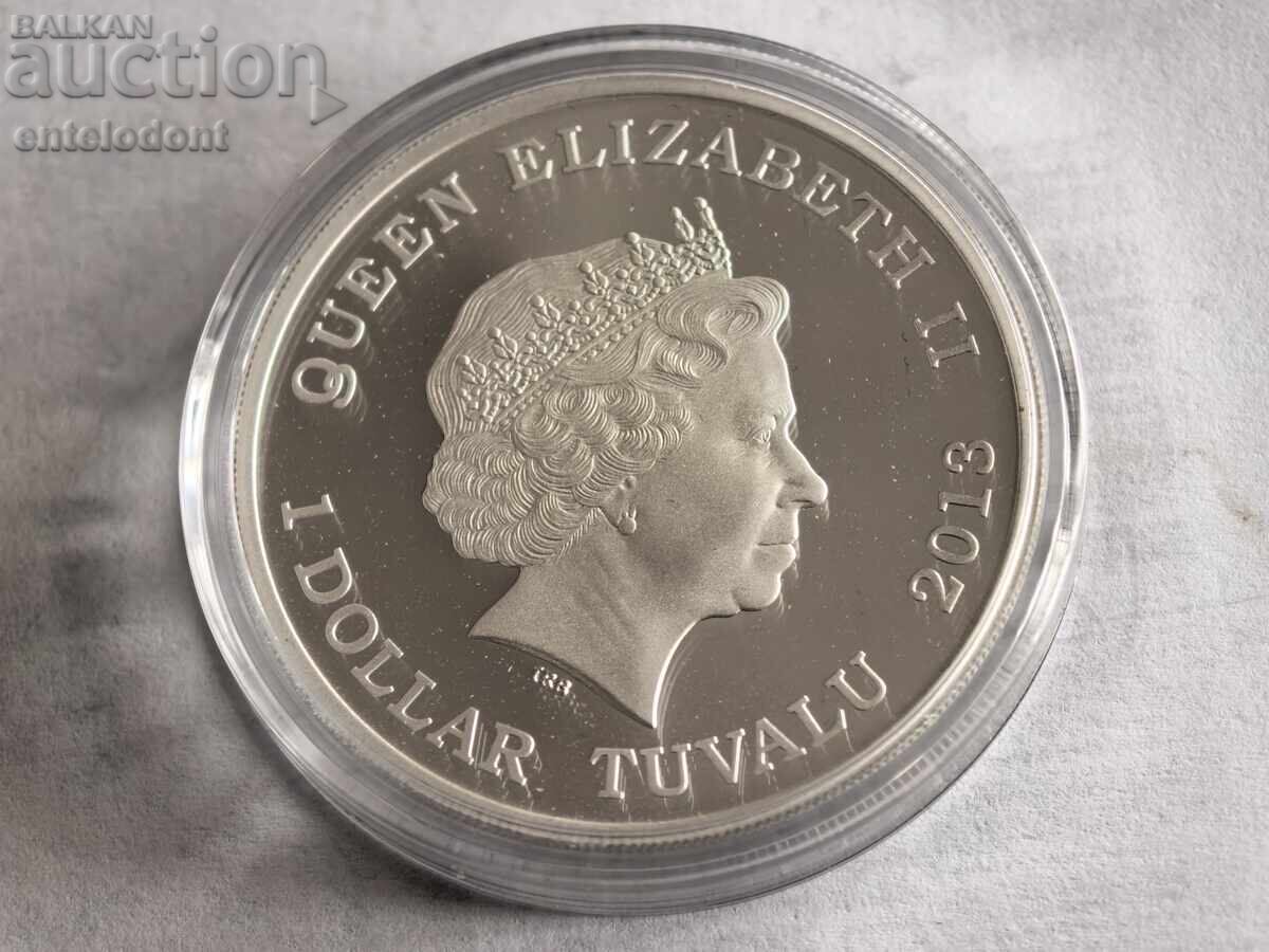 1 δολάριο 2013 Τουβαλού 1 ουγγιά καθαρό ασήμι ΤΡΙΚΕΦΑΛΟΣ ΔΡΑΚΟΣ με τιμή € 400.00 | 782.33 BGN