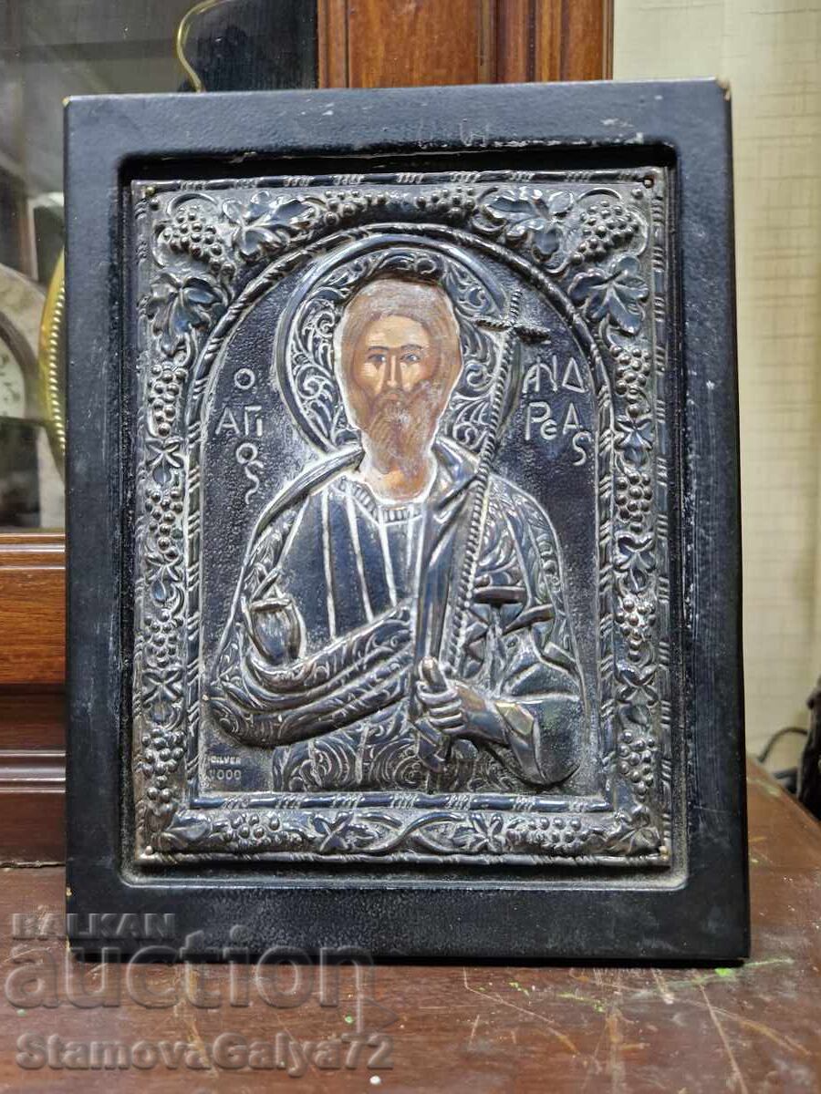 Excelentă icoană antică de argint cu certificat cu preț € 87.00 | 170.16 BGN