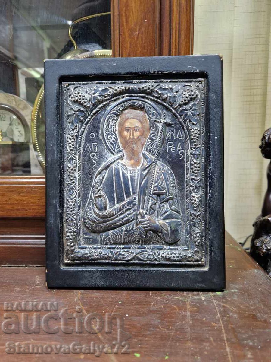 Excelentă icoană antică de argint cu certificat