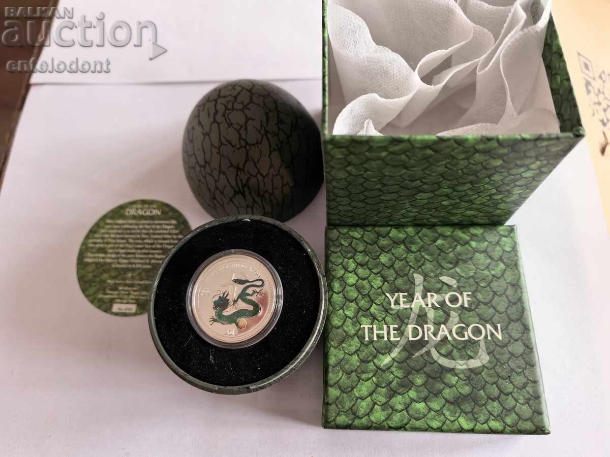 Аукцион 2 долара 2012 г. о. Нюи 1/2 унция чисто сребро година на дра