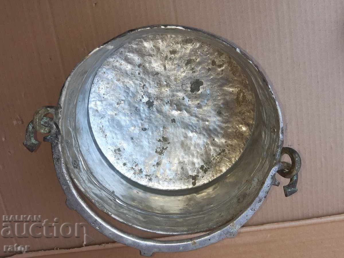 Старо медно калайдисано котле , менче , менец , котел - 5