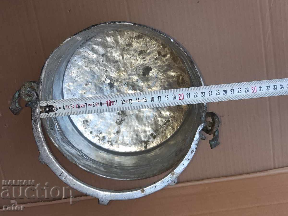 Старо медно калайдисано котле , менче , менец , котел - 6