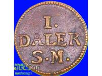 Швеция 1 Далер 1716 Карл XII Медна