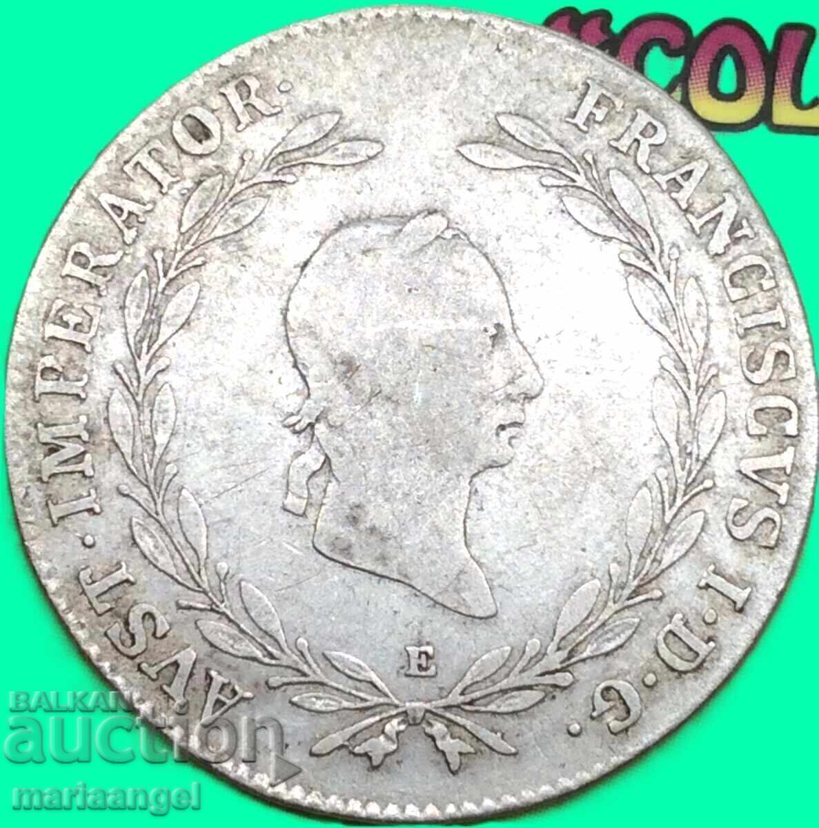 20 Kreuzer 1828 Αυστρία E - Carlsburg Francis αργυρό με τιμή € 26.00 | 50.85 BGN