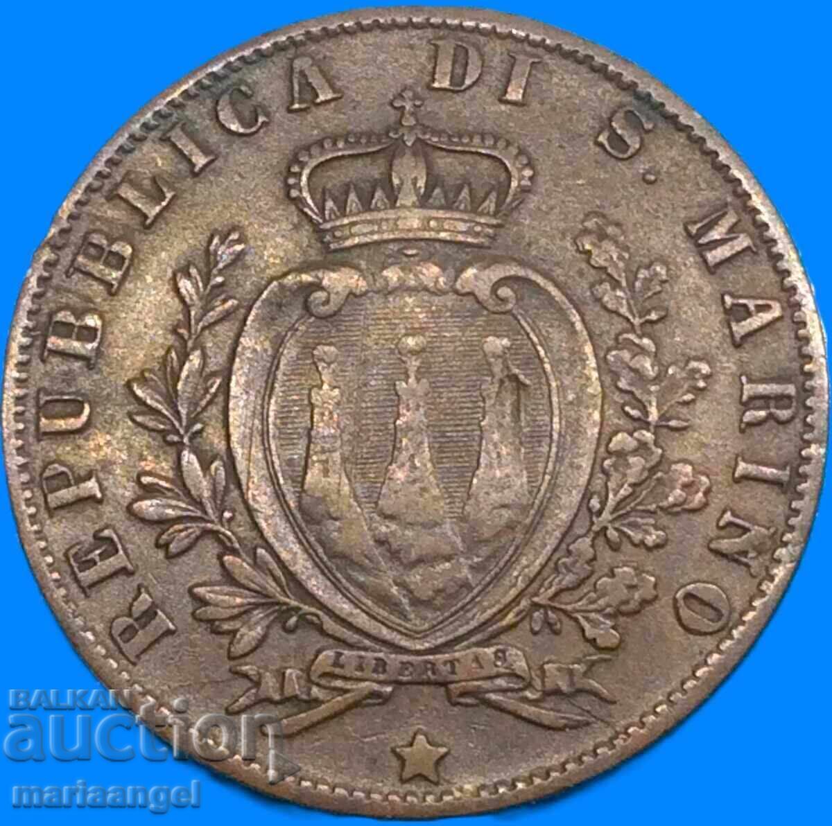 San Marino 1894 5 centesimi foarte rară - 6