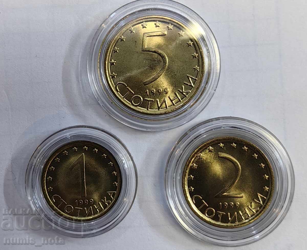 Lot 1, 2 și 5 stotinki 1999 UNC cu preț € 20.00 | 39.12 BGN