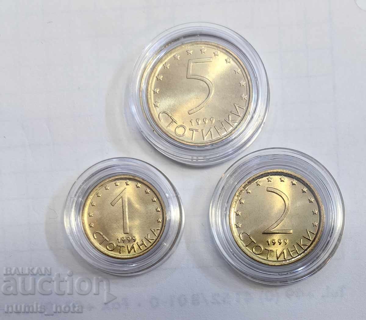 Lot 1, 2 și 5 stotinki 1999 UNC