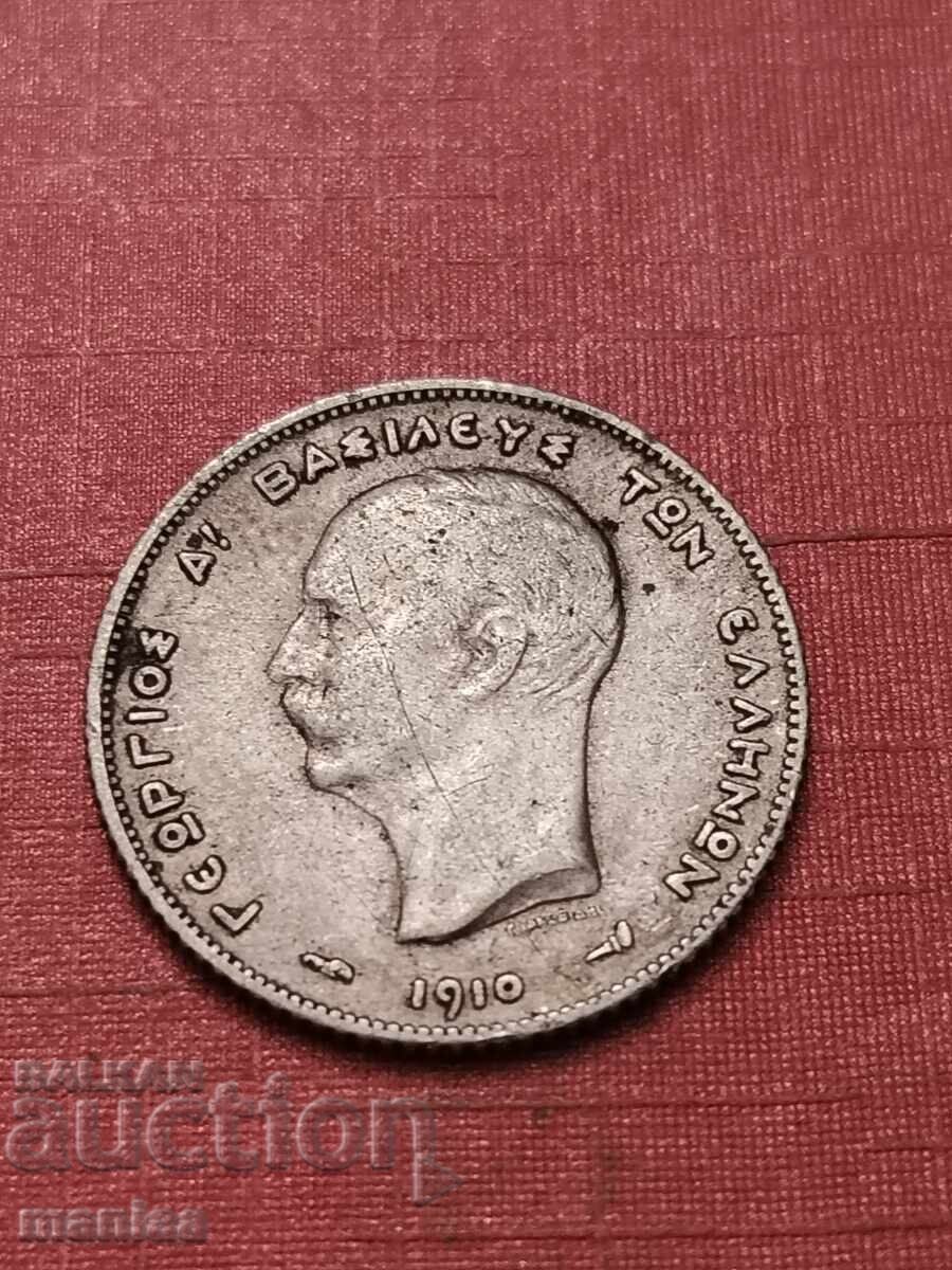 Licitație 1 Drahmă 1910 argint Rară