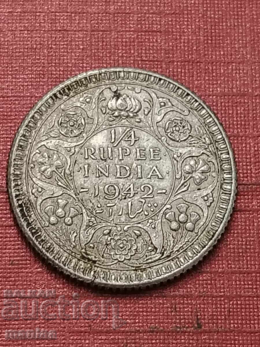 1/4 Rupie 1942 Argint Tip calitate cu preț € 65.00 | 127.13 BGN