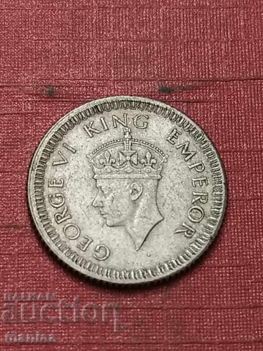 Licitație 1/4 Rupie 1942 Argint Tip calitate